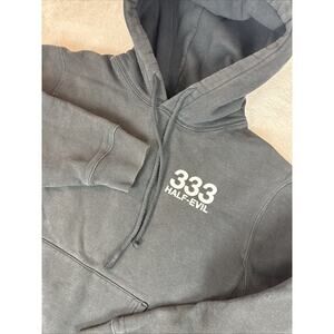 Half Evil 333 Logo Hoodie Black Thick Street Wear Skate Pocket XL Goth Grunge